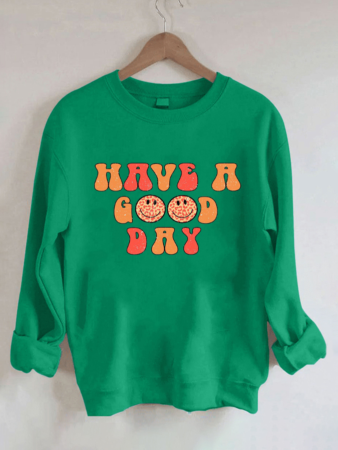 Alphabet Printed Round Neck Casual Long Sleeve Sweatshirt